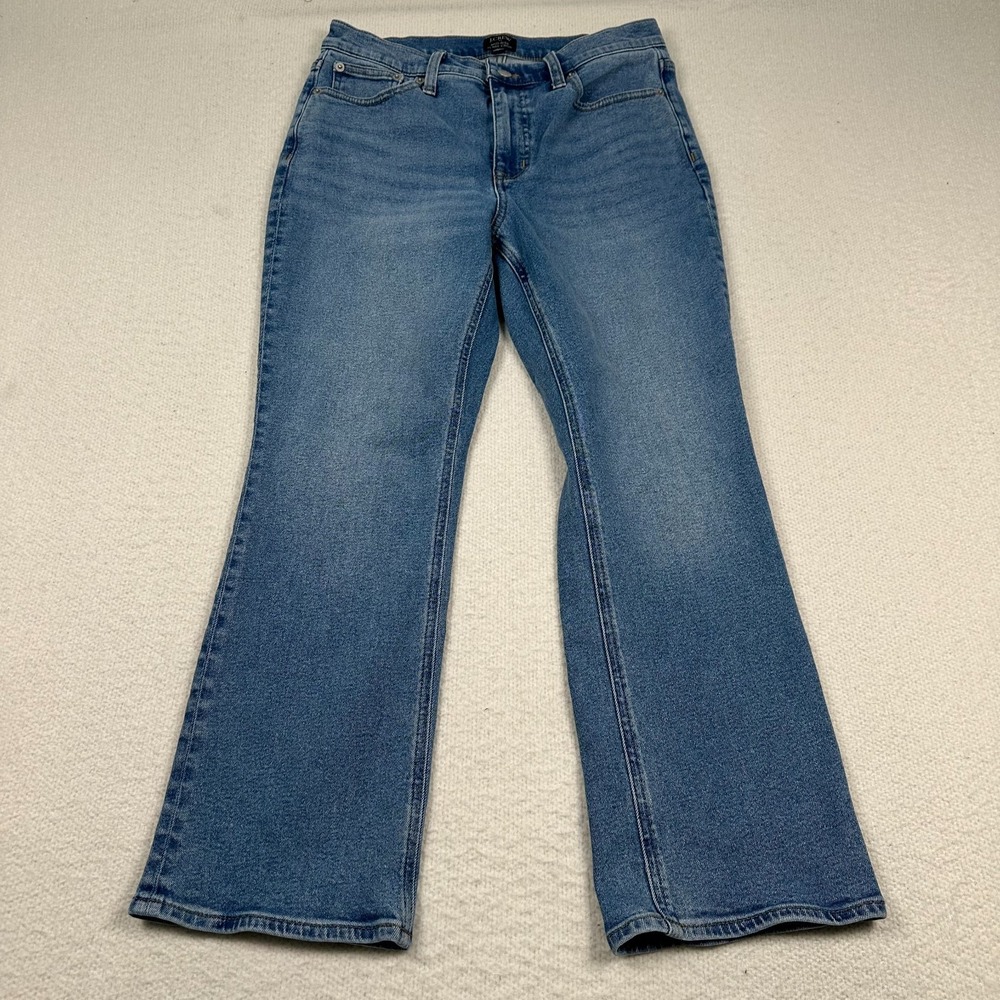 J CREW Jeans Women's 28 Mid Rise Flare Crop Medium Wash Stretch Denim Blue